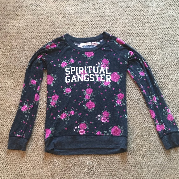 Spiritual Gangster Sweaters - Spiritual Gangster floral print fitted sweater